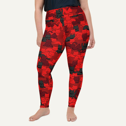 Crimson Camo Cat Plus Size Leggings