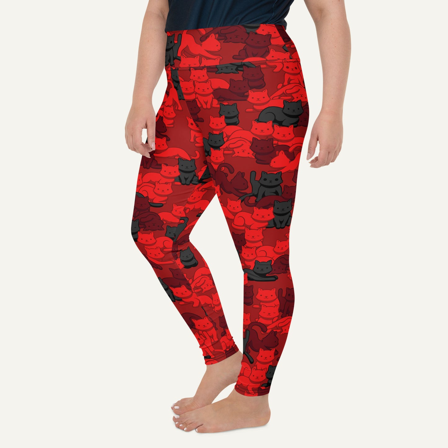 Crimson Camo Cat Plus Size Leggings