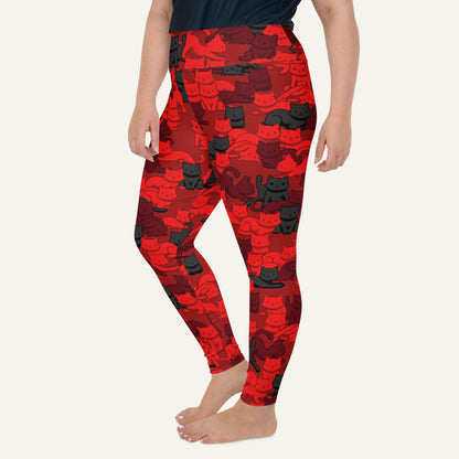 Crimson Camo Cat Plus Size Leggings