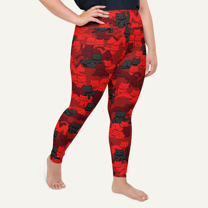 Crimson Camo Cat Plus Size Leggings