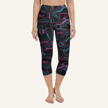 Cyberpunk Circuit Board High-Waisted Capri Leggings