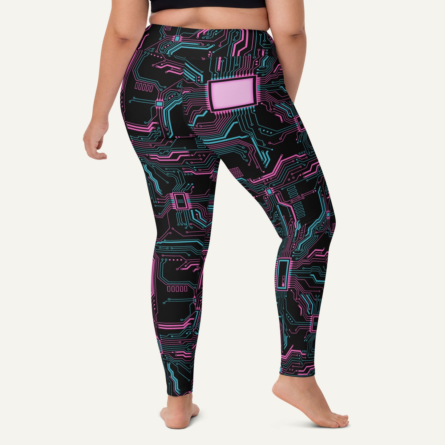 Cyberpunk Circuit Board High-Waisted Leggings