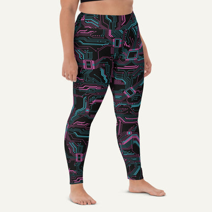 Cyberpunk Circuit Board High-Waisted Leggings