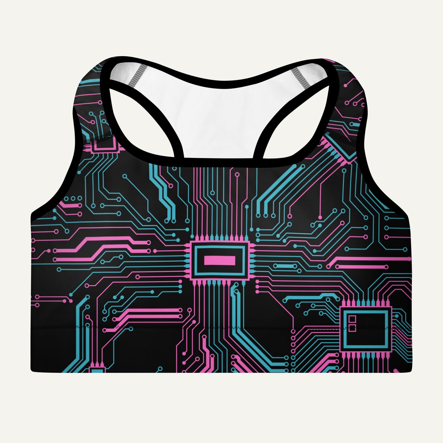 Cyberpunk Circuit Board Padded Sports Bra