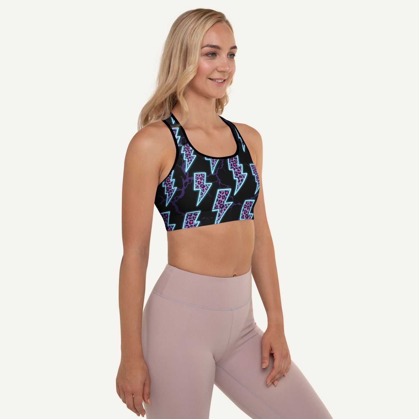 Cyberpunk Electric Leopard Padded Sports Bra