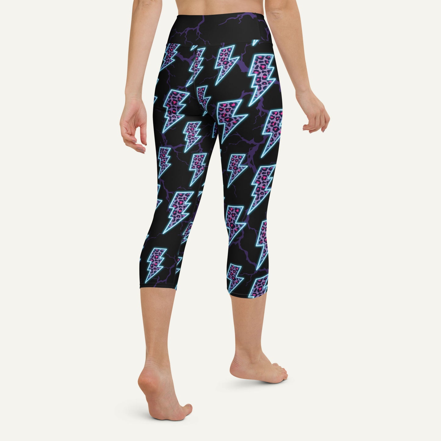 Cyberpunk Electric Leopard High-Waisted Capri Leggings
