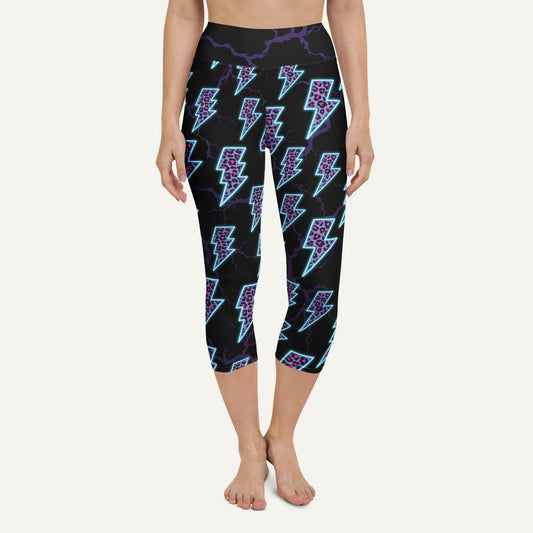 Cyberpunk Electric Leopard High-Waisted Capri Leggings