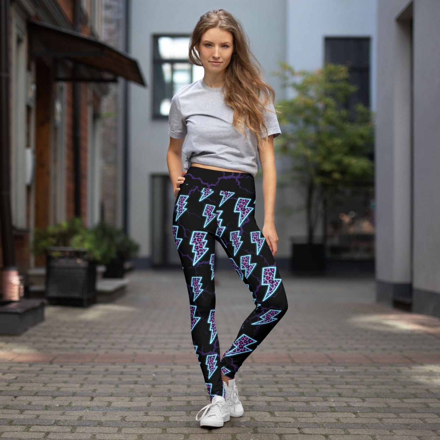 Cyberpunk Electric Leopard High-Waisted Leggings