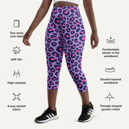 Cyberpunk Leopard Print High-Waisted Capri Leggings