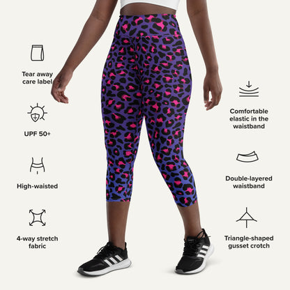 Cyberpunk Leopard Print High-Waisted Capri Leggings