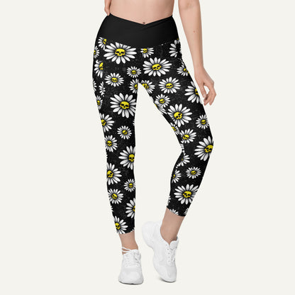 Death Daisies Crossover Pocket Leggings - Ministry of Sweat
