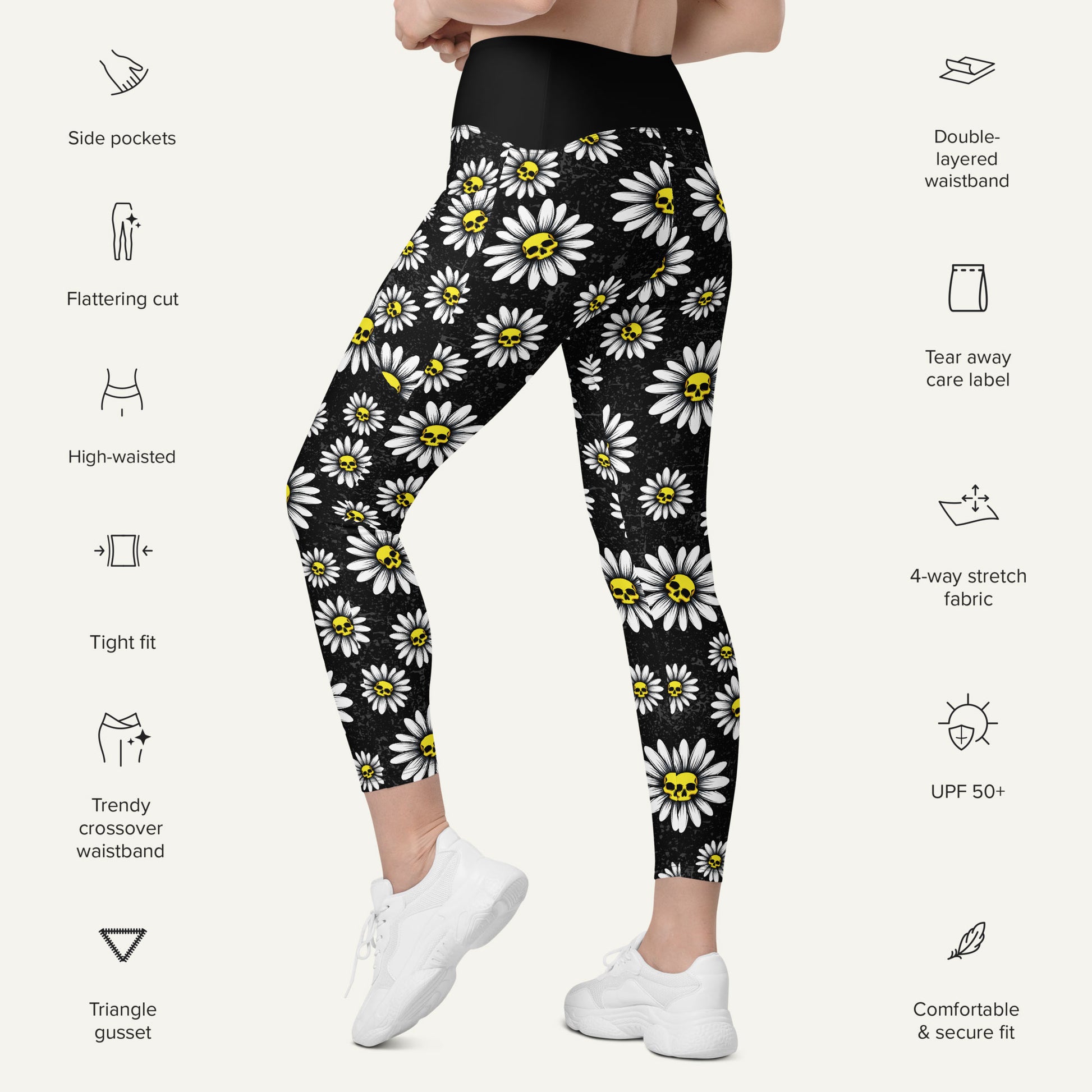 Death Daisies Crossover Pocket Leggings - Ministry of Sweat