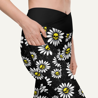 Death Daisies Crossover Pocket Leggings - Ministry of Sweat