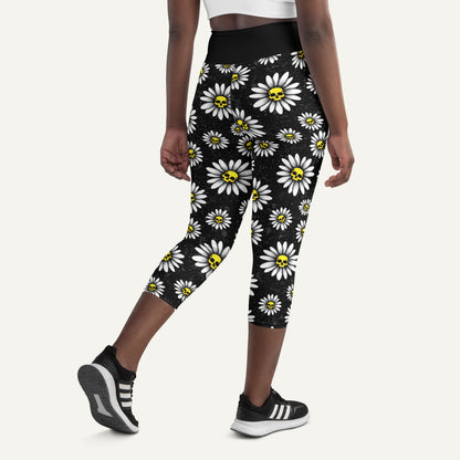 Death Daisies High-Waisted Capri Leggings - Ministry of Sweat