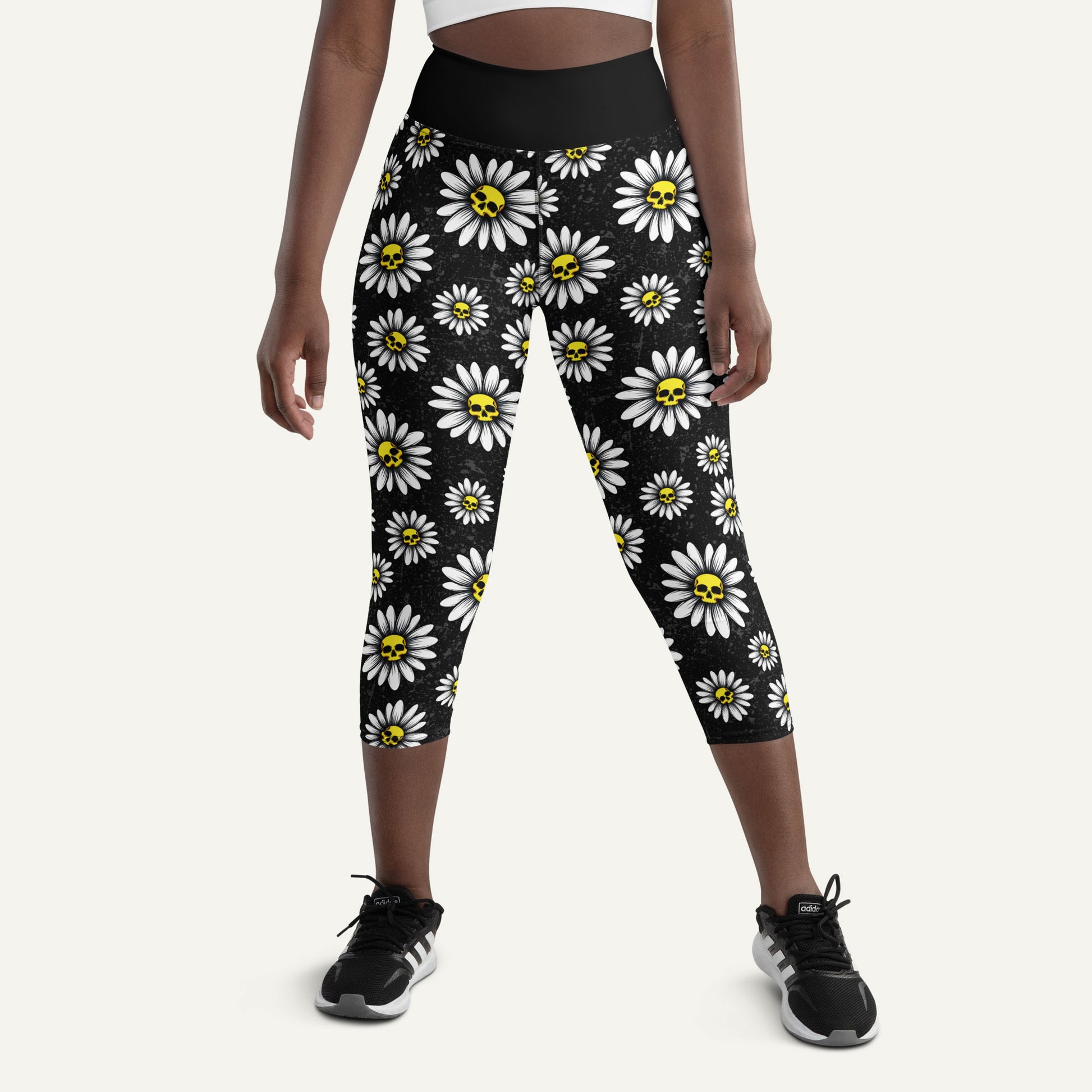 Death Daisies High-Waisted Capri Leggings - Ministry of Sweat