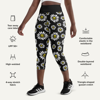Death Daisies High-Waisted Capri Leggings - Ministry of Sweat