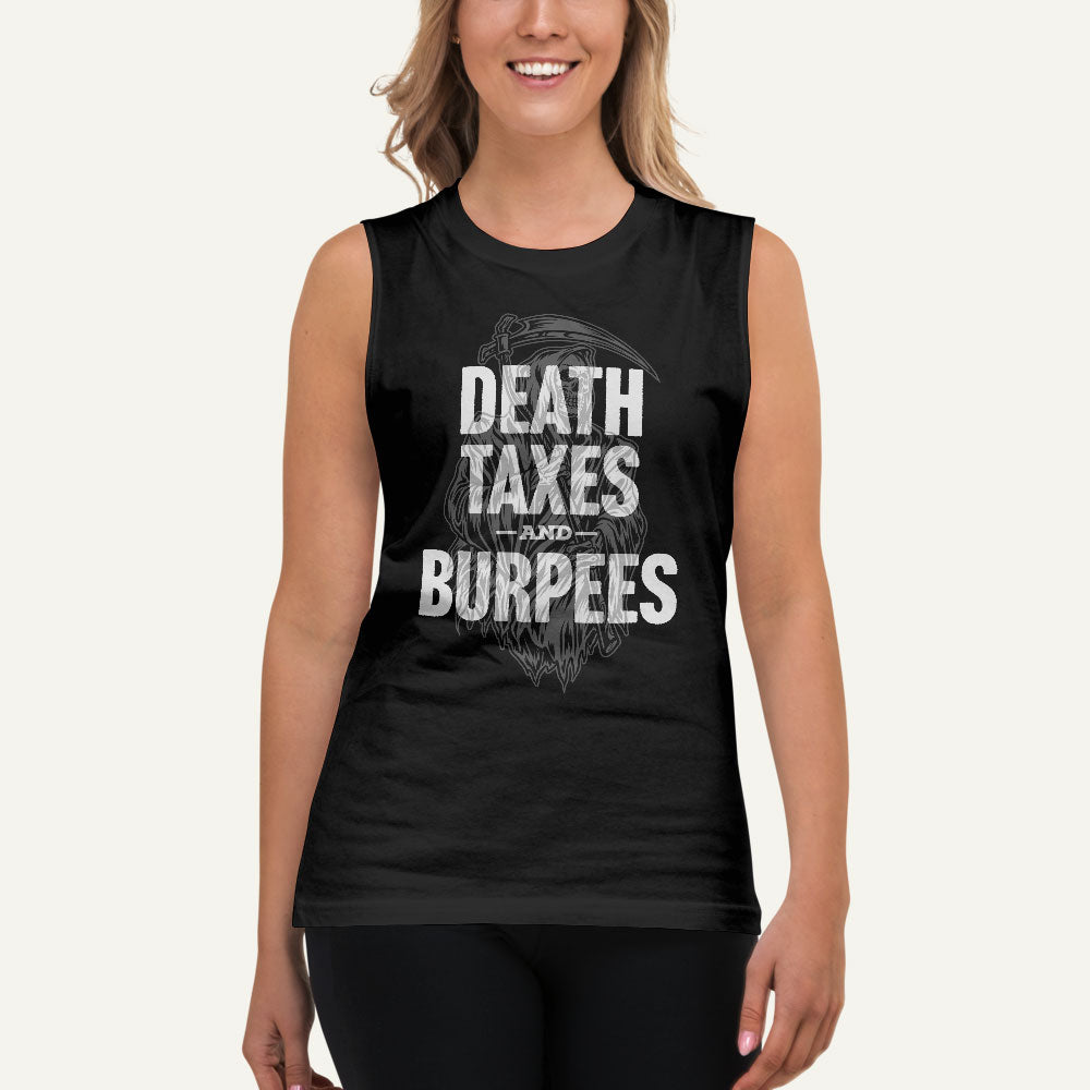 Death Taxes And Burpees Men’s Muscle Tank