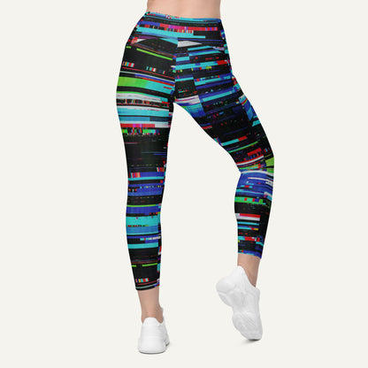 Digital Glitch Crossover Pocket Leggings