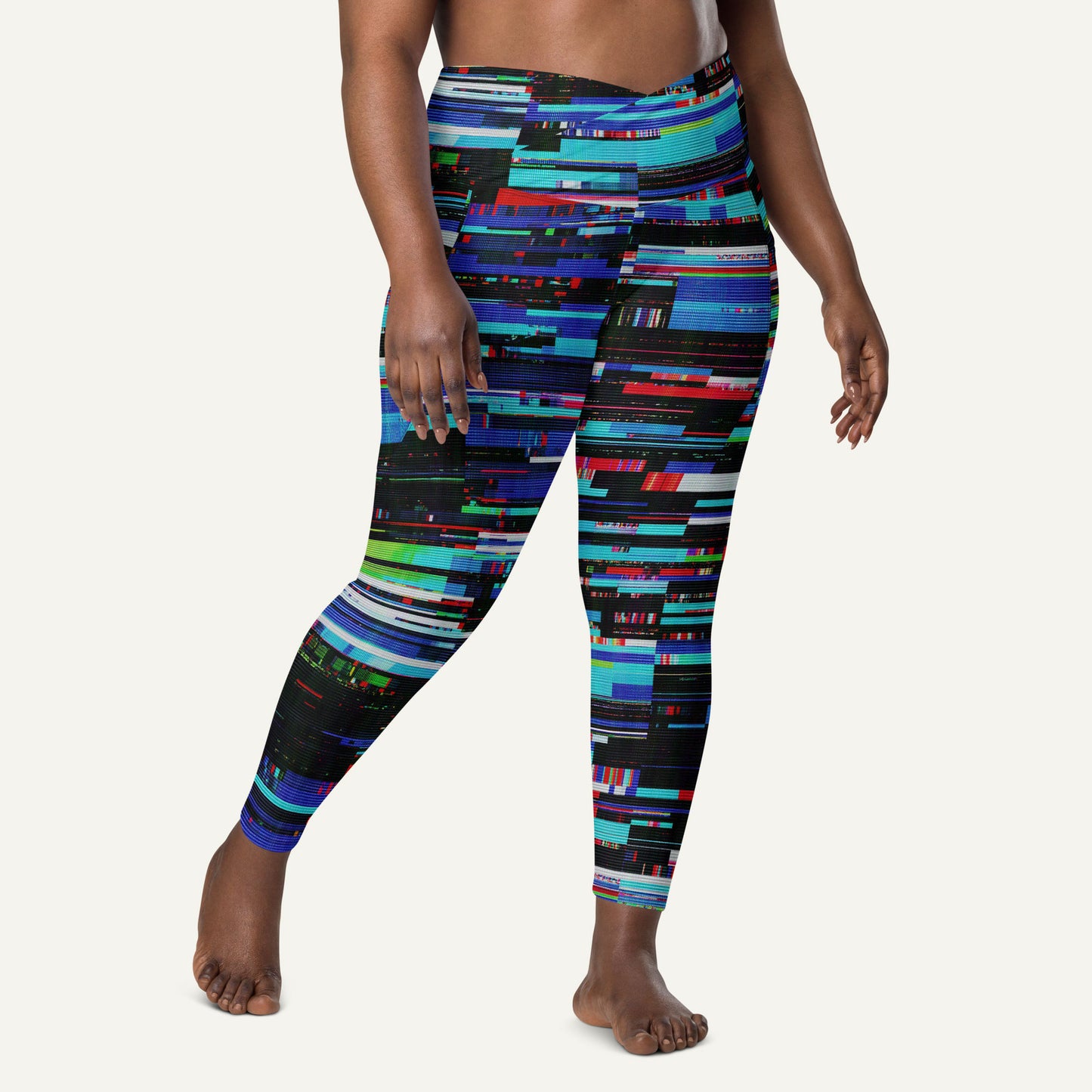 Digital Glitch Crossover Pocket Leggings