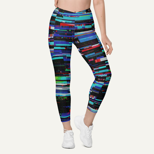 Digital Glitch Crossover Pocket Leggings