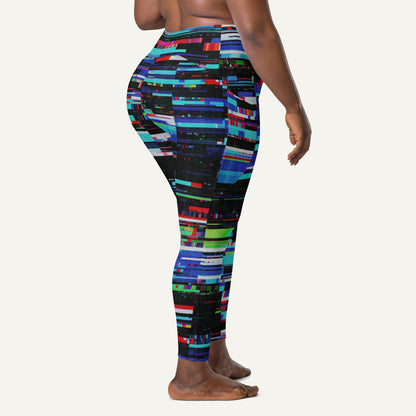 Digital Glitch Crossover Pocket Leggings