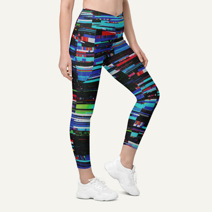 Digital Glitch Crossover Pocket Leggings