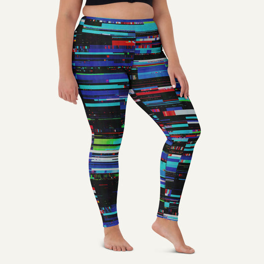 Digital Glitch High-Waisted Leggings