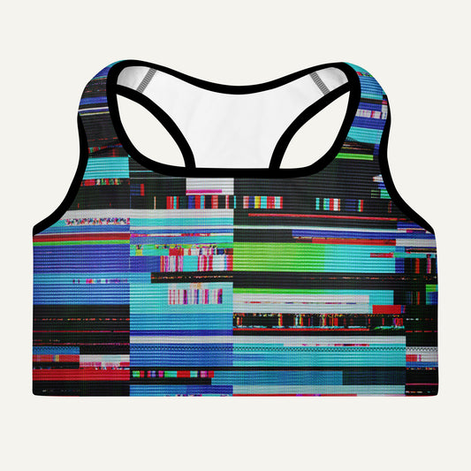 Digital Glitch Padded Sports Bra