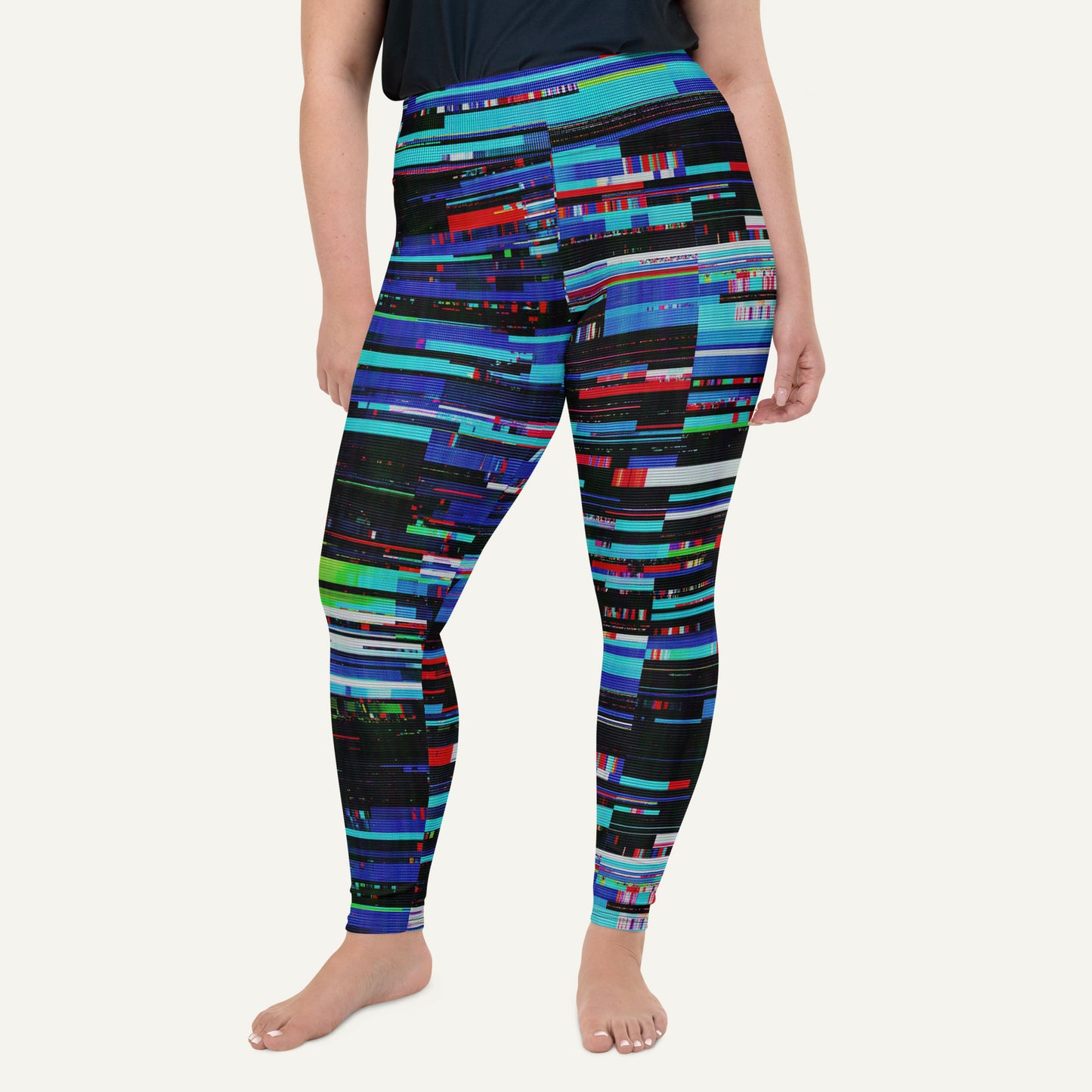 Digital Glitch Plus Size Leggings