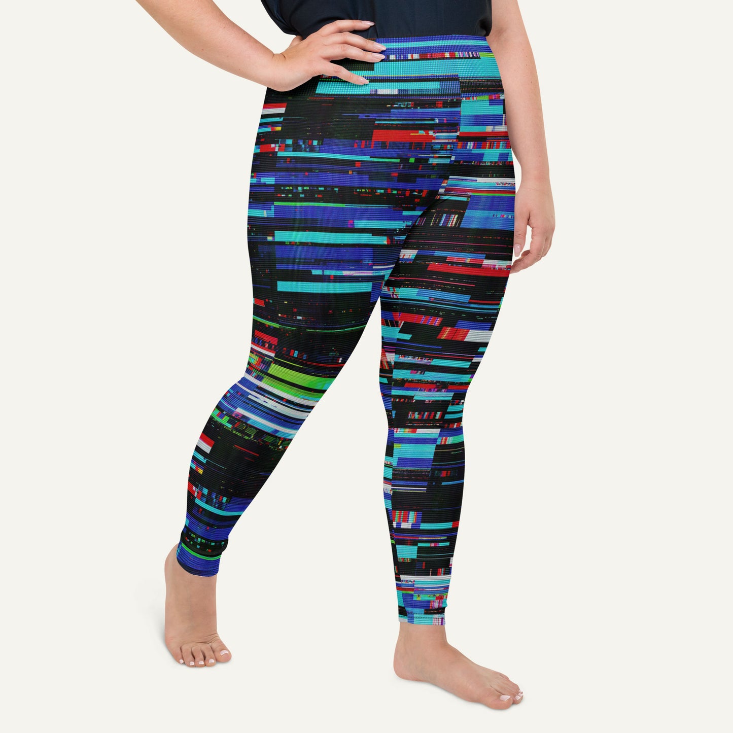 Digital Glitch Plus Size Leggings