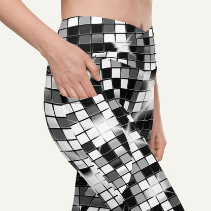Disco Ball Crossover Leggings With Pockets