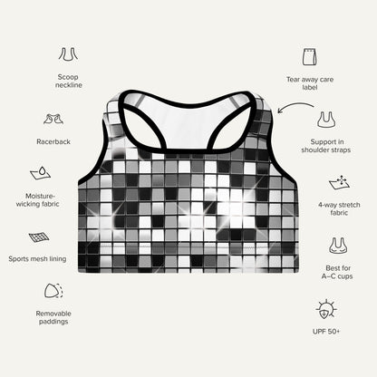 Disco Ball Padded Sports Bra