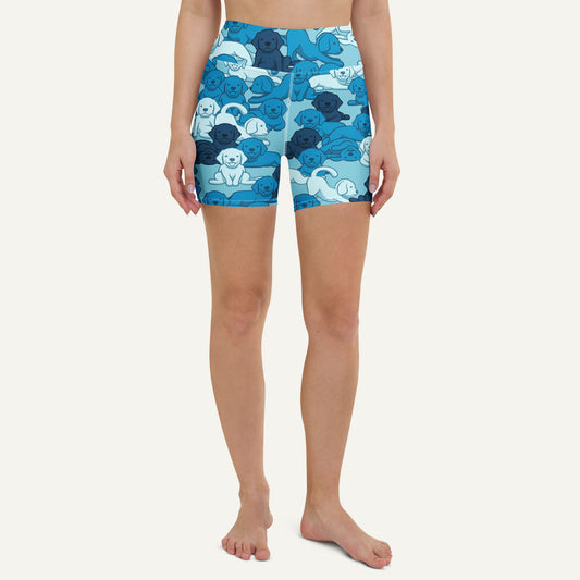 Dogs Camouflage Blue High-Waisted Shorts