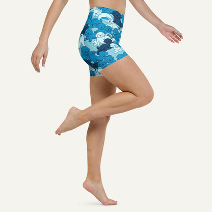Blue Camo Dog High-Waisted Shorts