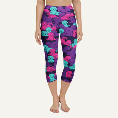 Cyberpunk Camo Dog High-Waisted Capri Leggings