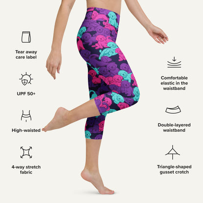 Cyberpunk Camo Dog High-Waisted Capri Leggings