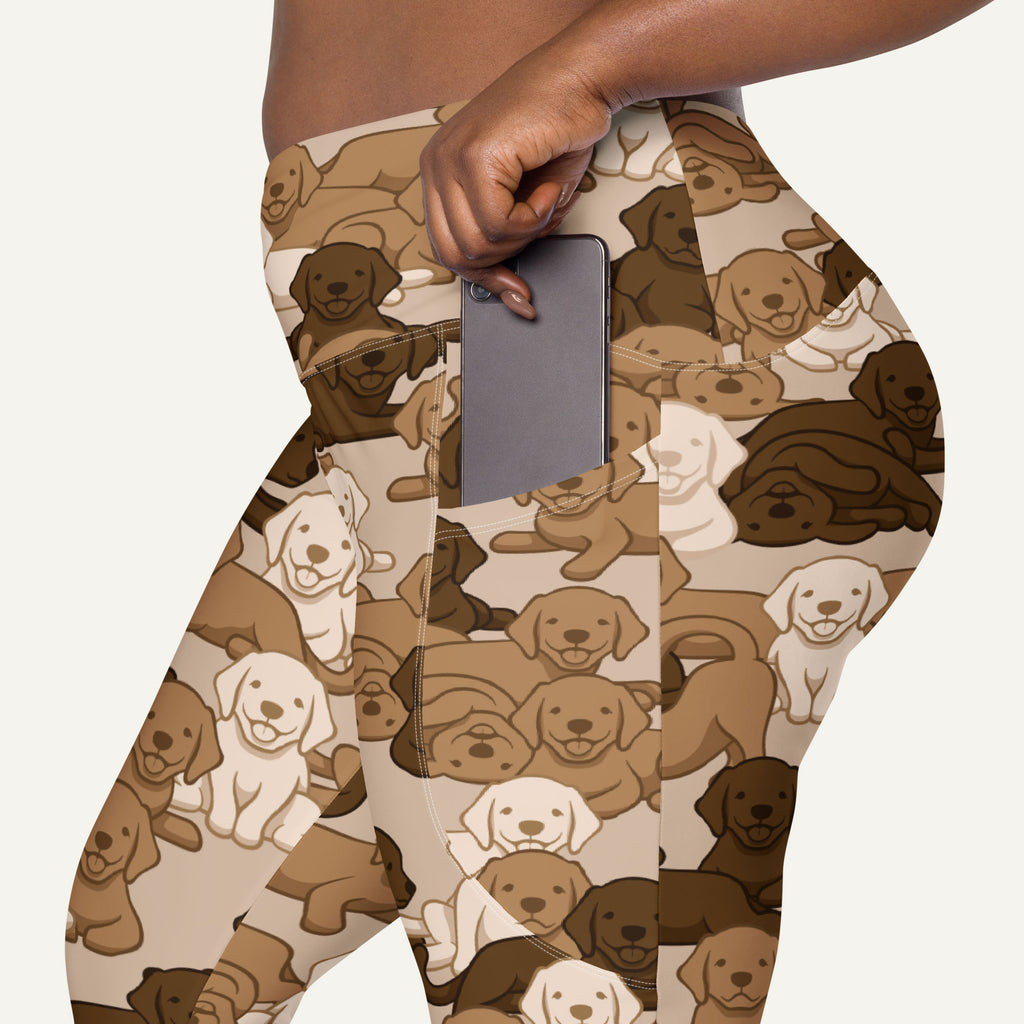 Desert Camo Dog Crossover Leggings With Pockets