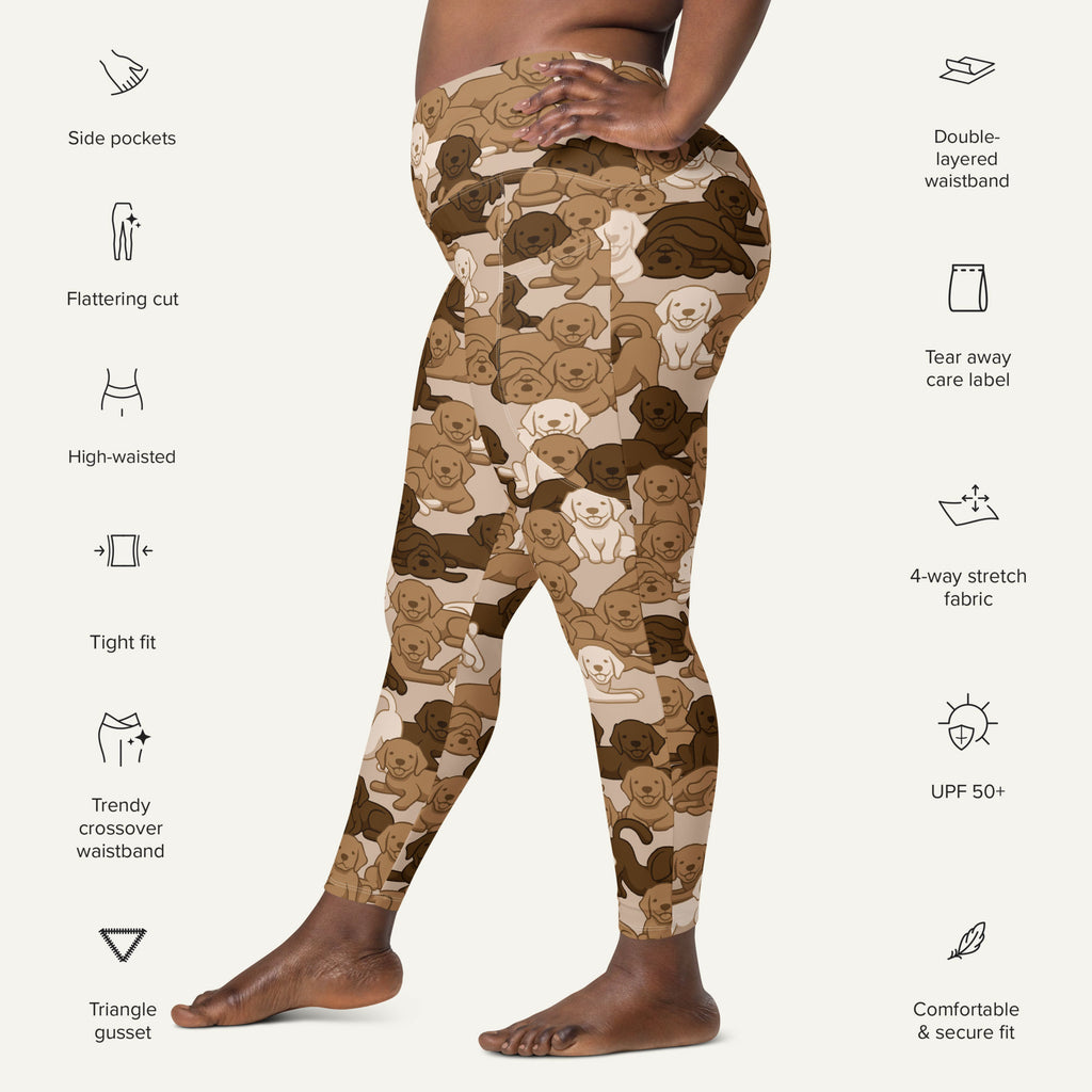 Desert Camo Dog Crossover Leggings With Pockets
