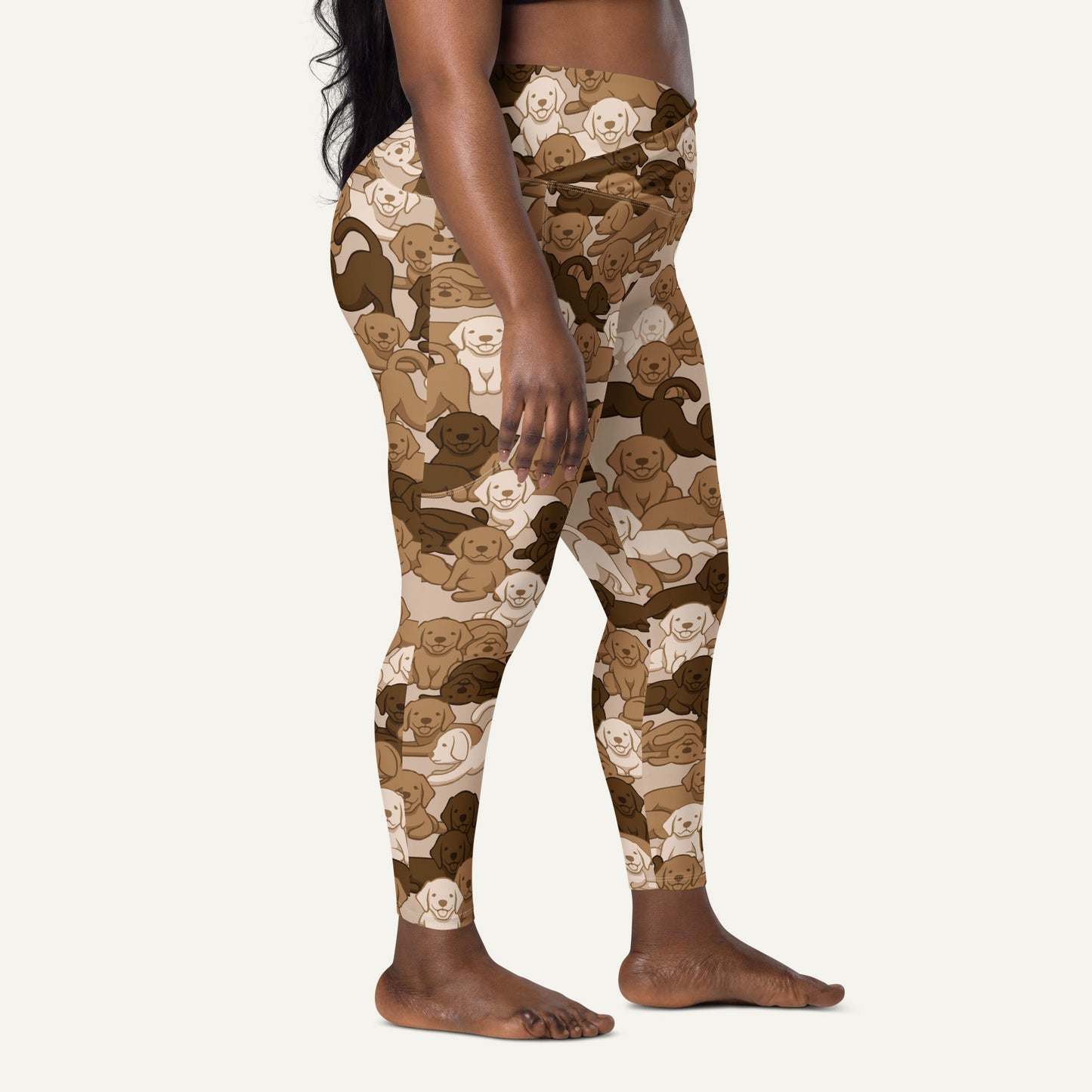 Dogs Camouflage Desert High-Waisted Crossover Leggings With Pockets
