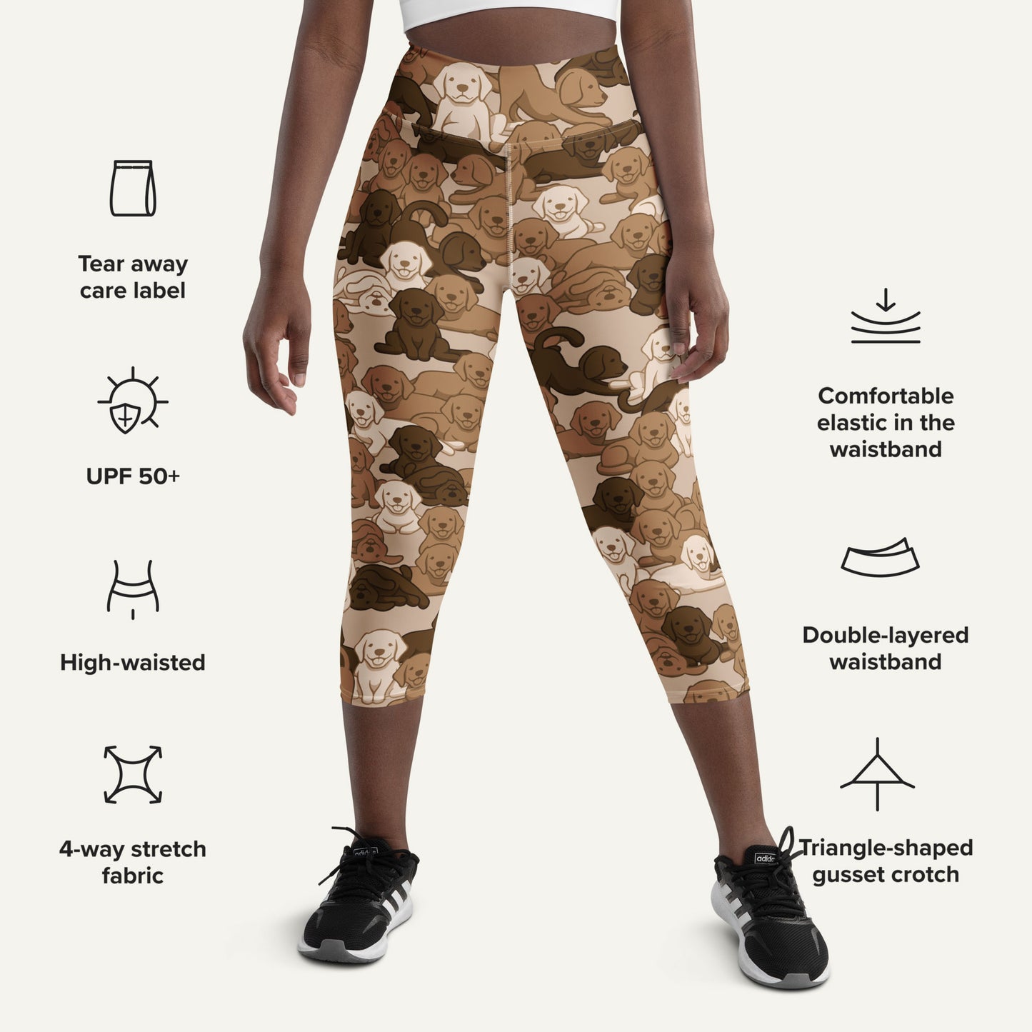 Desert Camo Dog High-Waisted Capri Leggings