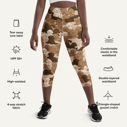 Desert Camo Dog High-Waisted Capri Leggings