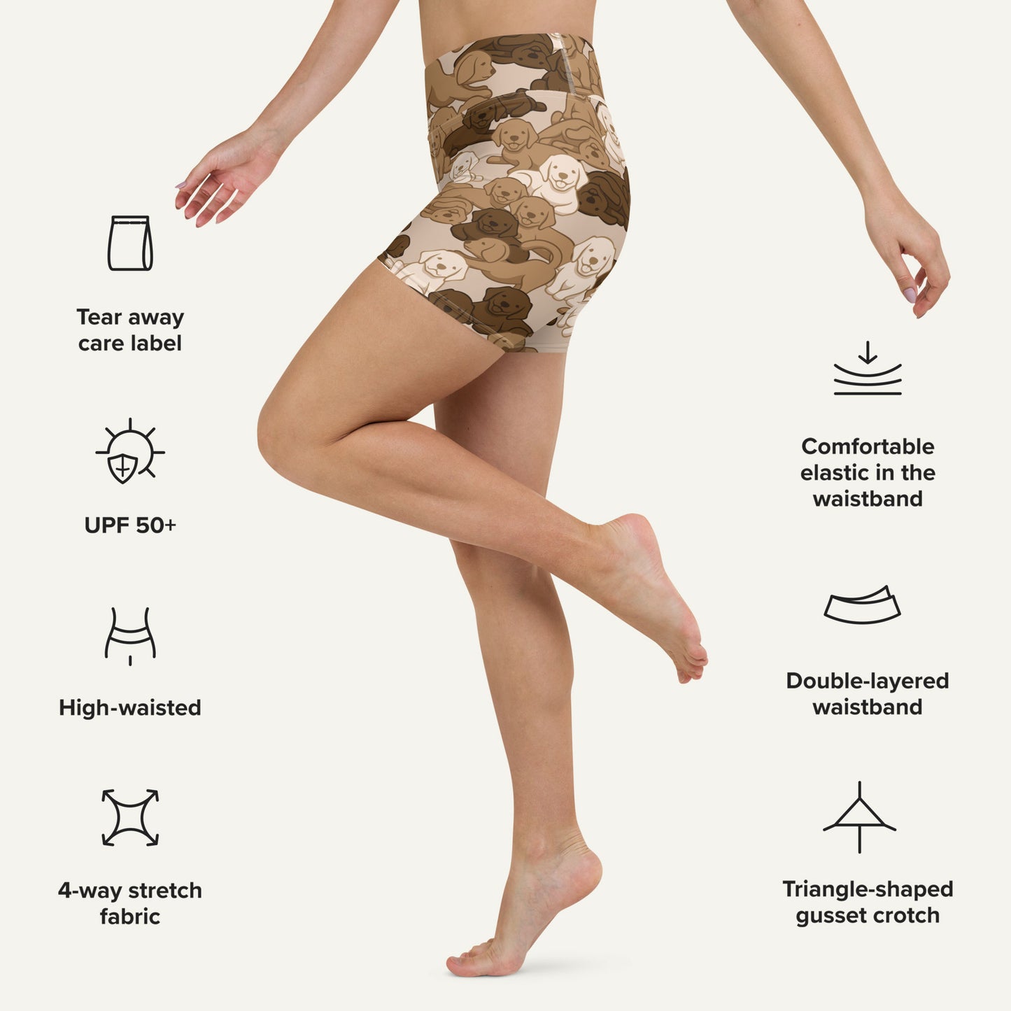 Dogs Camouflage Desert High-Waisted Shorts