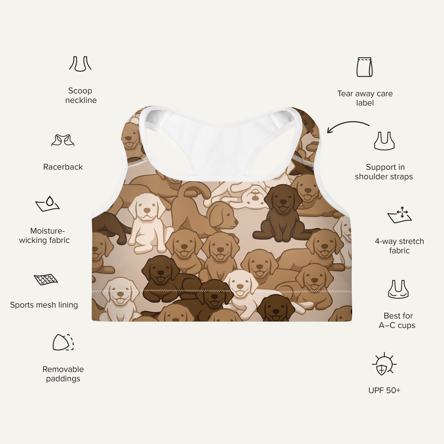 Dogs Camouflage Desert Padded Sports Bra