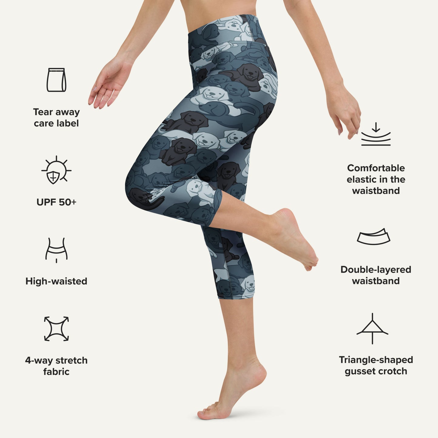 Navy Camo Dog High-Waisted Capri Leggings