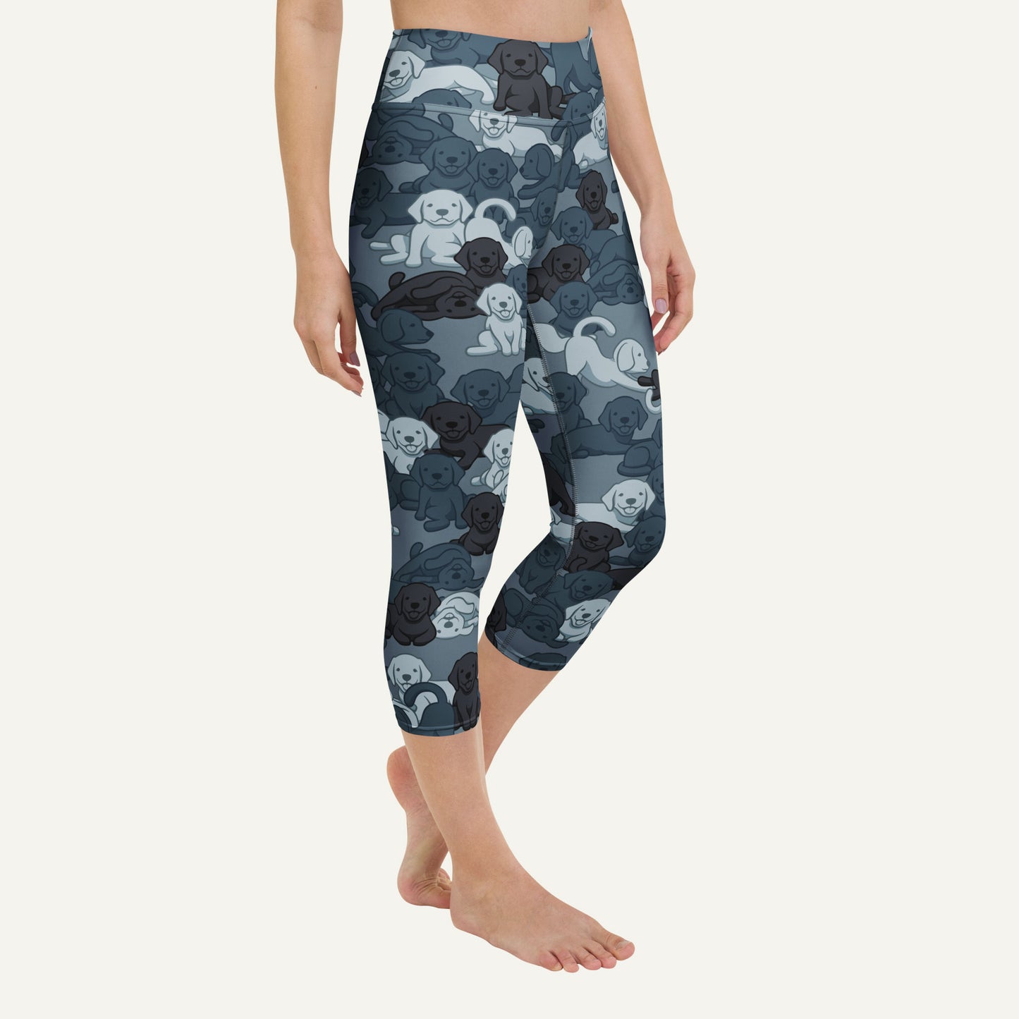 Navy Camo Dog High-Waisted Capri Leggings