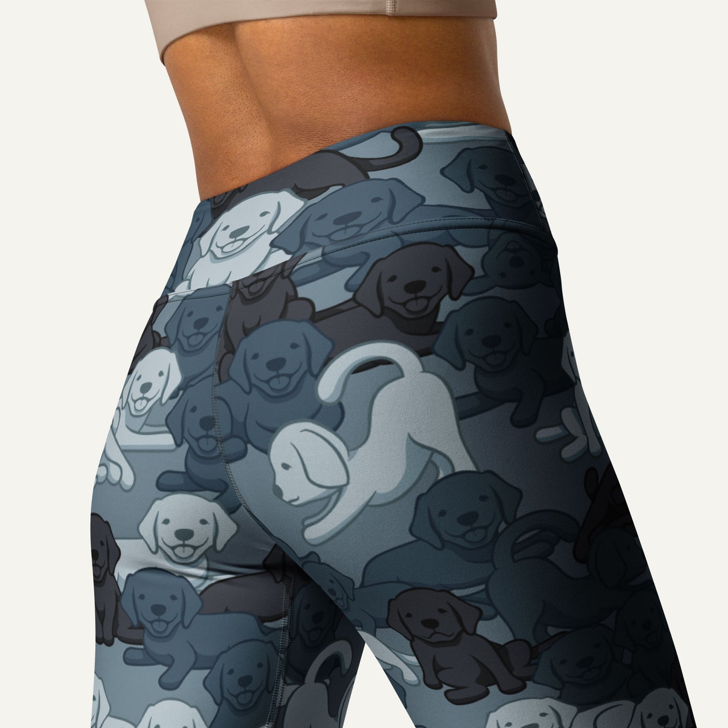 Dogs Camouflage Navy High-Waisted Leggings