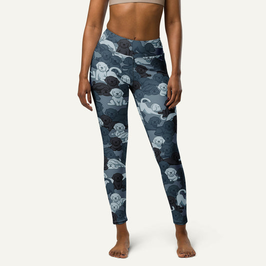 Dogs Camouflage Navy High-Waisted Leggings