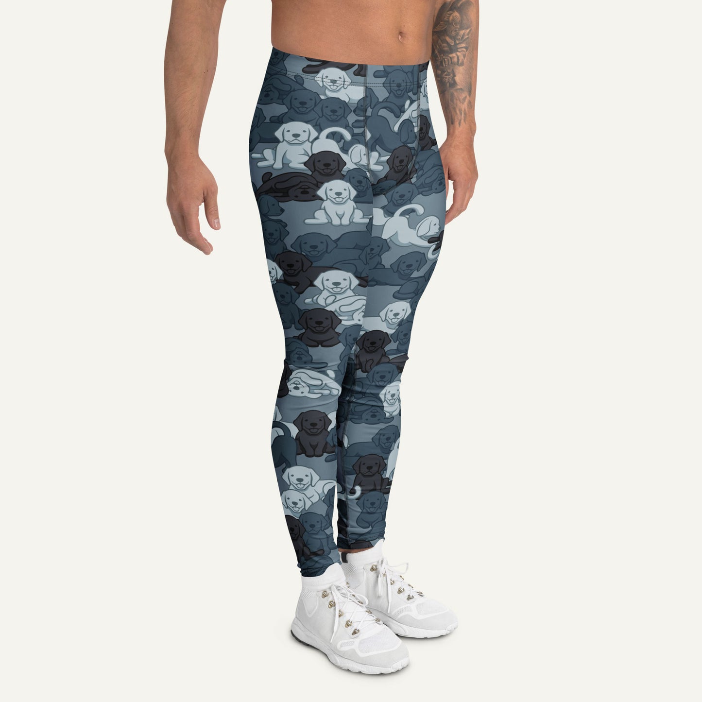 Navy Camo Dog Men's Leggings