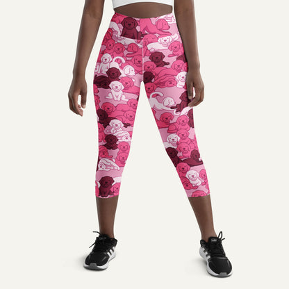 Pink Camo Dog High-Waisted Capri Leggings
