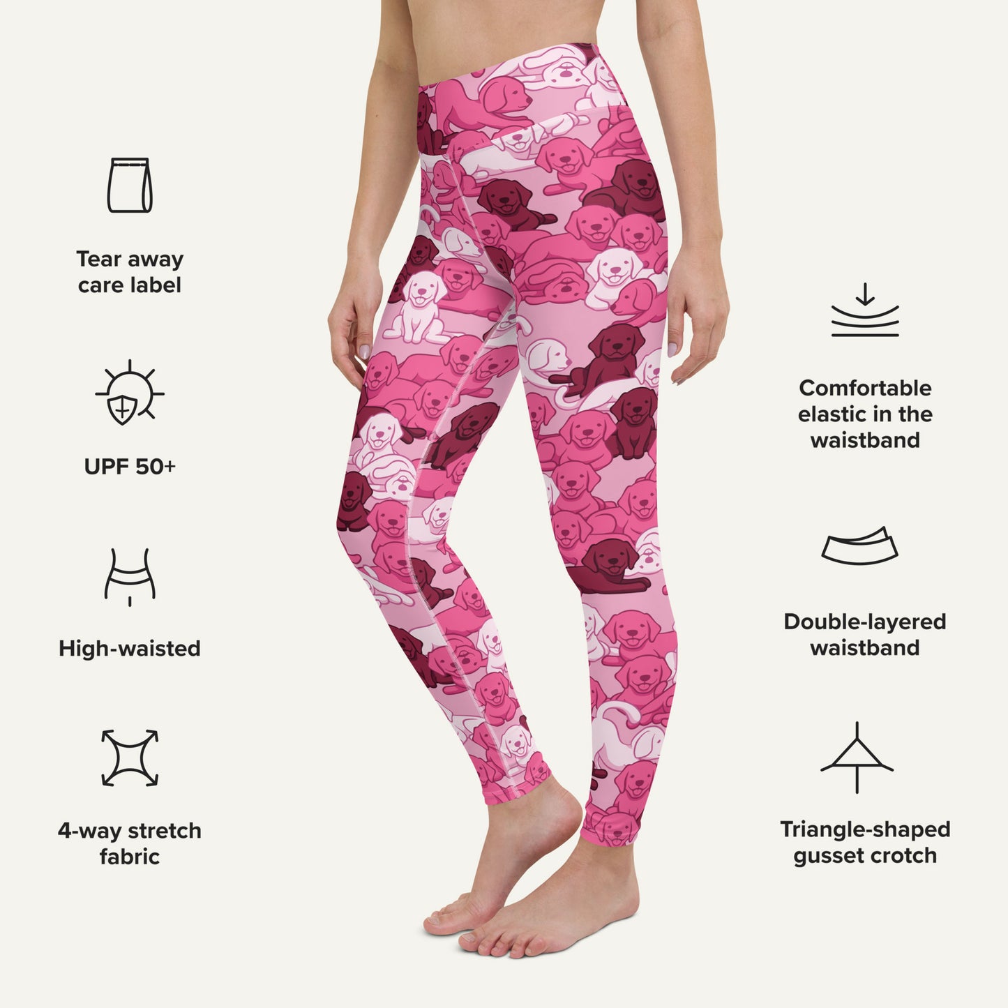 Dogs Camouflage Pink High-Waisted Leggings